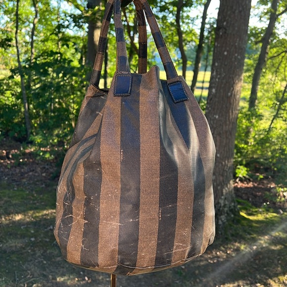 Fendi Pequin Brown and Black Striped Tote Bag Handbag with marks - Picture 11 of 15